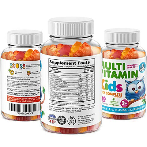 Gummies Multivitamínicos Infantis – 14 Vitaminas Essenciais para Crianças de 2 anos – Vitamina A C D E B6 B12 Zinco Biotina – Multivitamínicos em formato de Goma para Crianças – Tudo em um só produto - DR. MORITZ