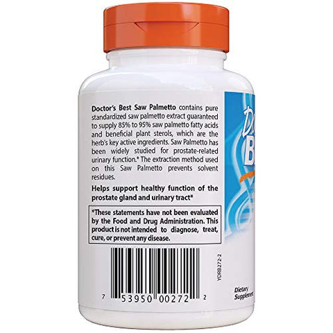 Doctor's BEST - Saw Palmetto 320 Mg Softgels – 180 Unidades | Doctor’s Best | Comprimidos de Palmeira Anã | Saúde Masculina