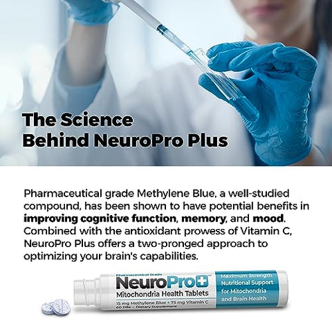 Be-Onguard - 365 Labs NeuroPro – Comprimidos de Saúde Máxima para Mitocôndrias – Azul de Metileno e Vitamina C – Suporte Neuroativo de Ação Rápida – Melhore o Foco e a Memória – 60 Comprimidos