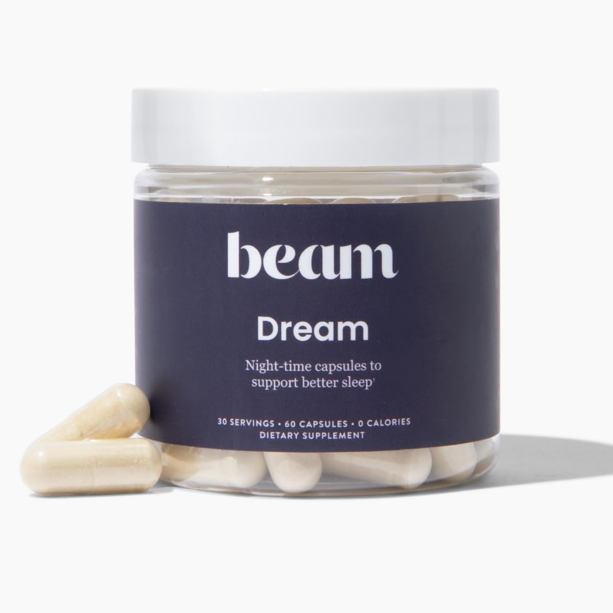 Dream | Cápsulas para Dormir | Ingredientes Naturais – L-Teanina, Magnésio | Sem Glúten, Vegano, Não-OGM, Sem Açúcar Adicionado, Keto, Sem Laticínios - Beam
