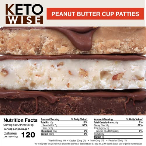 Fat Bombs – Snack Amigável à Dieta Keto com Chocolate e Óleo MCT – Baixo teor de gordura, baixo teor de carboidratos – 10g de gordura, 1g de carboidratos líquidos | Bombons de Manteiga de Amendoim, 16 unidades (Pacote de 1) - Keto Wise