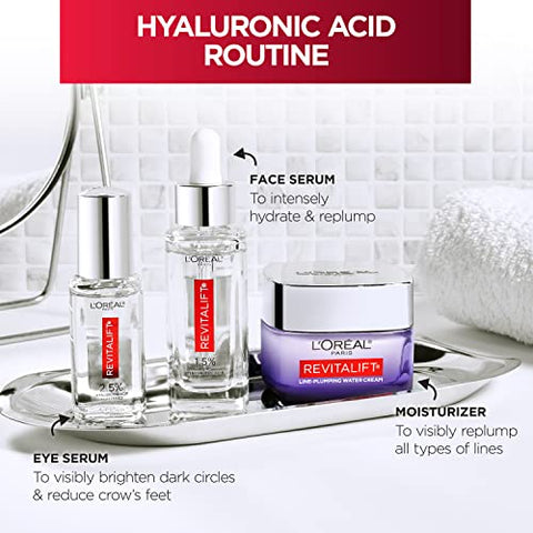 L'Oreal Paris - L’Oreal Paris Revitalift Hidratante, Creme de Água com Ácido Hialurônico e Ceramidas, Hidratação Profunda, Sem Fragrância, Amostra de Soro 50ml