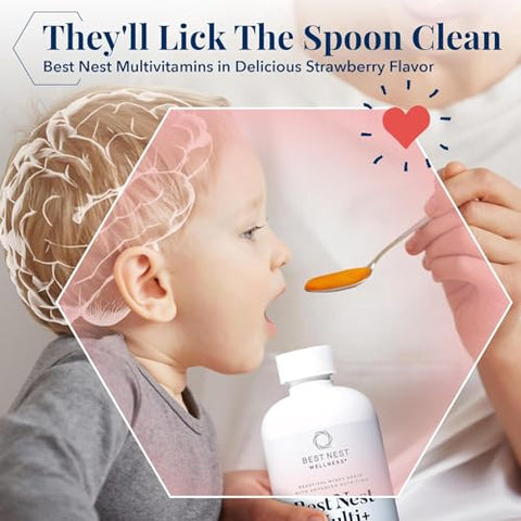 Best Nest Wellness - Melhor Nest Wellness Kids: Multivitamínico Líquido para Crianças – Vitaminas Metiladas, Alimentos Integrais, Vegano, B12, Livre de Glúten, Não-OGM – Suporte Imunológico – 60ml