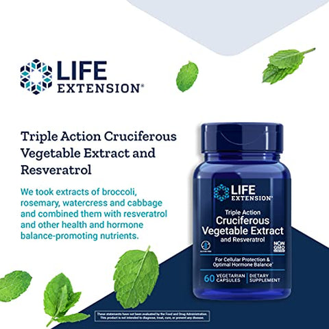 Extrato de Vegetais Crucíferos Triplo Ação – 60 Cápsulas – Marca Life Extension - Life Extension