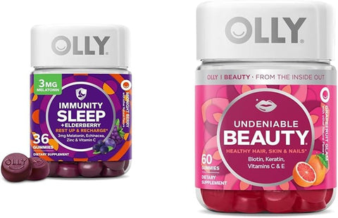 Gummy Vitamina C Zinco Echinacea Berry 36 Unidades e Gummy Cabelo Pele Unhas Biotina Vitamina C Queratina Grapefruit 60 Unidades - OLLY