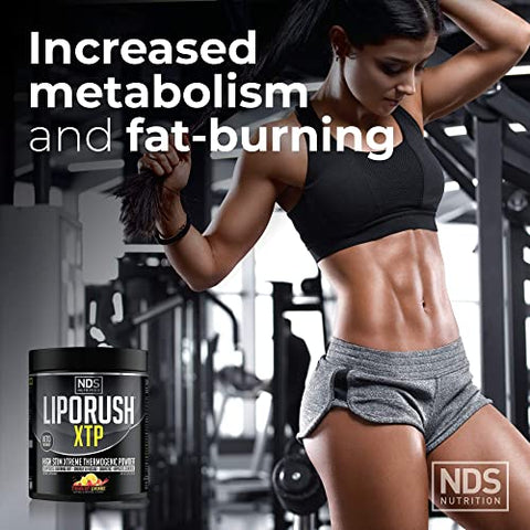 LIPORUSH - NDS Nutrition XTP Queimador de Gordura Termogênico com L-Carnitina – Energia, Foco e Controle de Apetite – Pó Termogênico Extremo para Perda de Peso – Morango Limonada (45g)