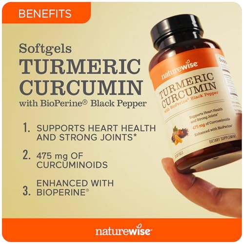 Curcumin Turmeric 500mg – Extra Forte, Absorção Aprimorada – 95%% Curcuminoides – Comprimido de 500mg – Marca NatureWise - NatureWise
