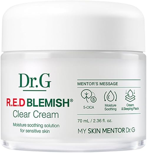 SUDIVA - Dr.G RED-BLEMISH CLEAR CREAM 70ml – Solução Hidratante para Pele com Vermelhidão