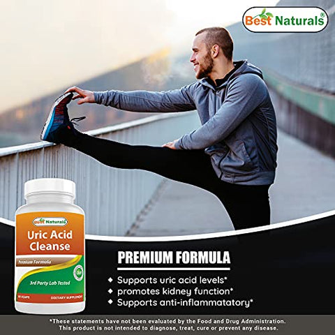 Best Naturals - Melhores Naturais – Vitaminas de Limpeza de Ácido Úrico para Homens e Mulheres – 90 Cápsulas Vegetarianas (90 Unidades – Pacote com 2)