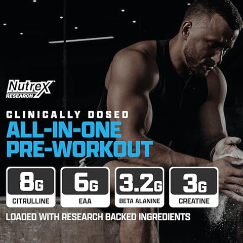 Outlift Clinical – Pré-treino em Pó Clinicamente Dosado com Creatina, Citrulina, EAA | Energia, Desempenho, Bomba – Produto para Homens - Nutrex Research