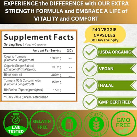 AyBet - WORLD 1st. Cúrcuma Curcumina Gengibre – Potente Antioxidante Natural – 100% Puro – 60 Cápsulas – 500mg – Marca de Qualidade