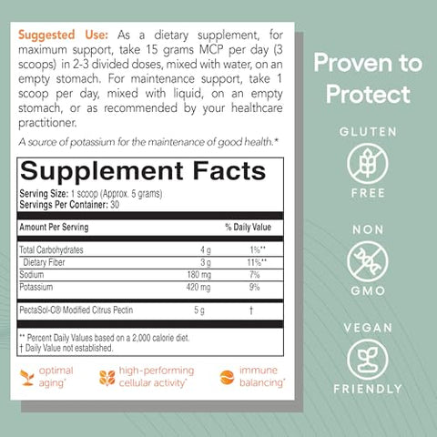 EcoNugenics - PectaSol Modified Citrus Pectin – 150g em Pó – Saúde Total do Corpo para Apoiar o Coração, Sistema Imunológico e Resposta Inflamatória