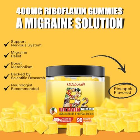 vidabotan - Vitaminas B2 Gummies – Riboflavina 400mg com Magnésio | Marca: Primeiro
