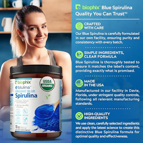 biophix - Biophix Blue Spirulina em Pó Orgânico 283 Porções – Suplemento Superfood – Pigmento Azul Natural – Espirulina em Pó Orgânica 10g