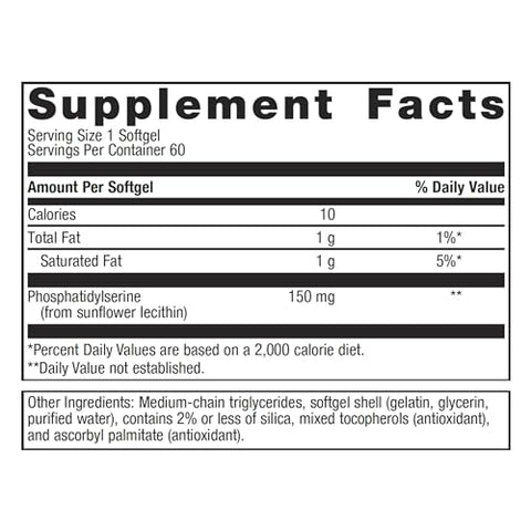 Phosphatidylserine – Suporte para Função Cognitiva e Aprendizado* – 60 Cápsulas - Metagenics