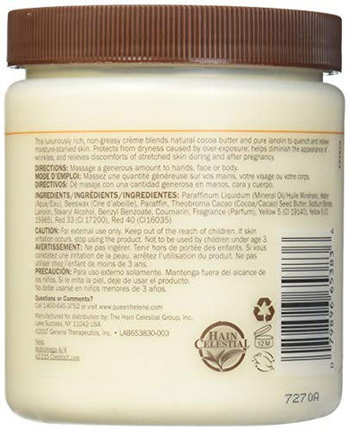 Creme de Manteiga de Cacau Queen Helene 15oz (3 Pacotes) – Hidratação Intensa para a Pele