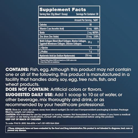 Longevity Collagen Peptides Powder – Colágeno em Pó 20g Multi Colágeno. 2g Pro-Colágeno. Ácido Hialurônico. Tipo I, II, III, V, X para Articulações, Ossos, Cabelo, Pele - ProHealth