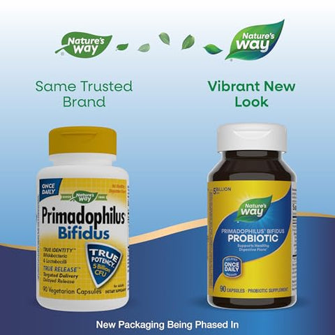 Nature's Way - Nature’s Way Primadophilus Bifidus – 90 Cápsulas | Probiótico de Alta Potência | Marca Nature’s Way