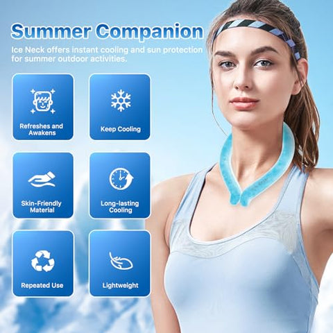 HAKT - Tubo Refrescante para Pescoço, Envoltório Refrescante para Pescoço para o Verão Quente, Anel de Gelo Reutilizável para Pescoço a 18℃/64℉ para Esportes ao Ar Livre e Trabalhadores Externos (Azul)