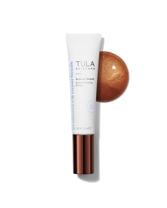 Skin Care Bronze Boost – Gotas de Bronzeamento para um Brilho Natural, Uniformiza o Tom da Pele, Preenche e Hidrata, Contém Niacinamida, Ácido Hialurônico e Chá Verde, 30 ml - TULA