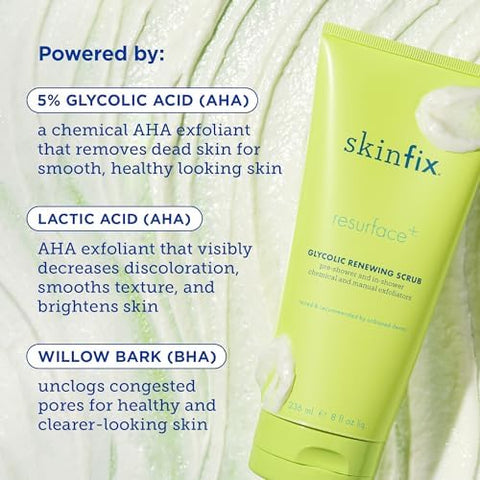 Resurface Scrub Renovador com Ácido Glicólico: Esfoliante Dupla Ação AHA BHA - Skinfix