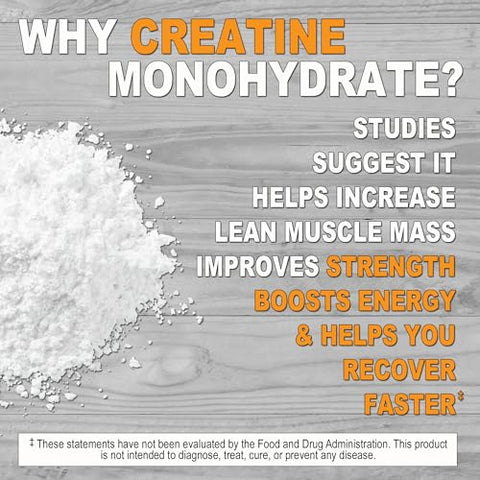 It's Just! - Creatina Monohidratada em Pó It’s Just! – Pure Creatine Powder, Fabricada nos EUA, Testada por Laboratório Independente, 5g por Porção, Medidor Incluso, Sem Aditivos, Sem Sabor Adicionado (Sem Sabor, 1000g)