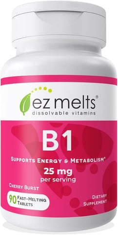 Vitamina B1 25 mg Dissolvível, Sem Açúcar, Suprimento de 45 Dias - EZ Melts