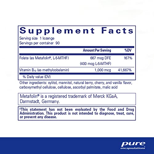 PureMelt B12 Folate – Vitamina B Ativa com L-5-MTHF – Suporte ao Metabolismo – Marca Pure Encapsulations - Pure Encapsulations