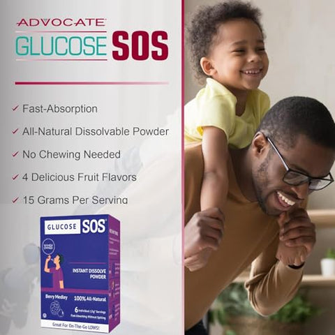em Pó – Sachês de Dextrose Natural – Absorção Rápida – Dissolução Instantânea – Sem Necessidade de Água – Mix de Frutas Vermelhas – 12 Sachês - Glucose SOS