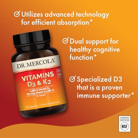 Vitaminas D3 Dr. Mercola – Suplemento Essencial para a Saúde – 60 cápsulas