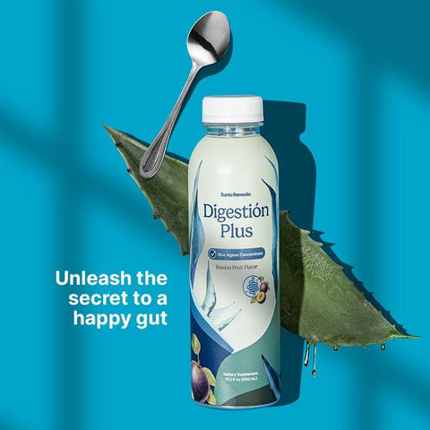 Digestion Plus: Bebida Concentrada de Agave Azul, 30 Porções, Sabor Maracujá, Vegano, Sem Glúten, Não-OGM, Sem Açúcar Adicionado - Santo Remedio