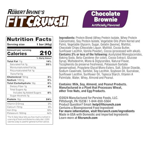 Fit Crunch - FITCRUNCH Barras de Proteína Tamanho Lanche, Criadas por Robert Irvine, Barra Assada de 6 Camadas, 4g de Açúcar, Livre de Glúten