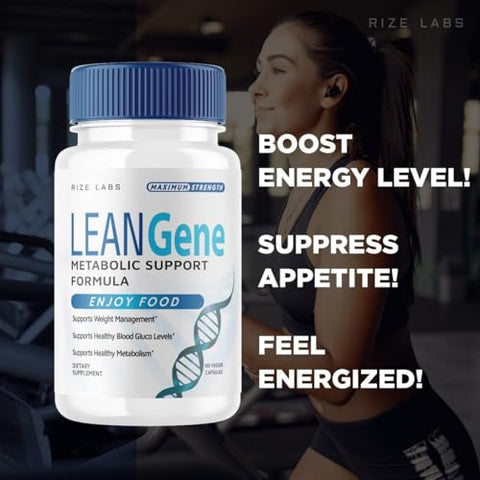 rize labs - Lean Gene Suplemento – Fórmula de Suporte Metabólico, Perda de Peso Avançada, Cápsulas de Máxima Potência – LeanGenex Natural – 2 Pacotes