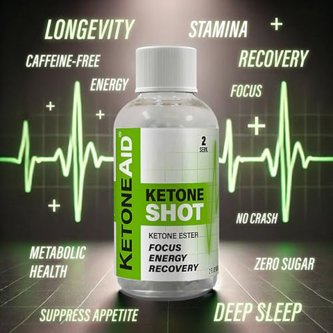 Ketone Shot | Energia de Éster de Cetona | Sem Açúcar, Sem Cafeína | 2 Porções por Frasco (6 Unidades) - KetoneAid