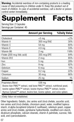 Standard Process Inc. - Standard Process Immuplex – Suplemento Diário de Suporte Imunológico com Ácido Fólico, Ferro, Vitamina C | Marca Standard Process