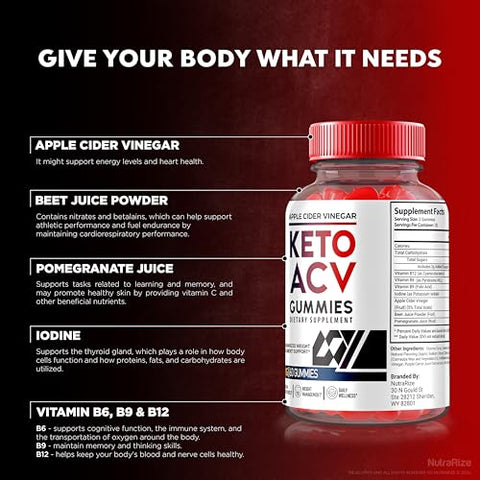 NutraRize - (3 Pacotes) Gomas Ketonara Keto ACV, Fórmula Ketonara ACV Keto para Perda de Peso Avançada, Suplemento Dietético Ketonara Keto Plus ACV, Goma Keto ACV, Avaliações de Gomitas Keto nara