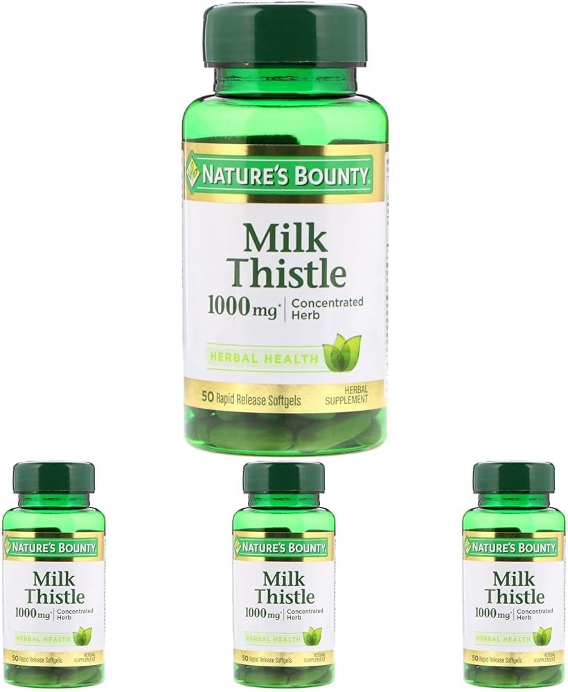 Nature's Bounty - Nature’s Bounty Milk Thistle 1000mg Softgels – 50 CT (Pack of 4) | Herbal Supplement | 200g