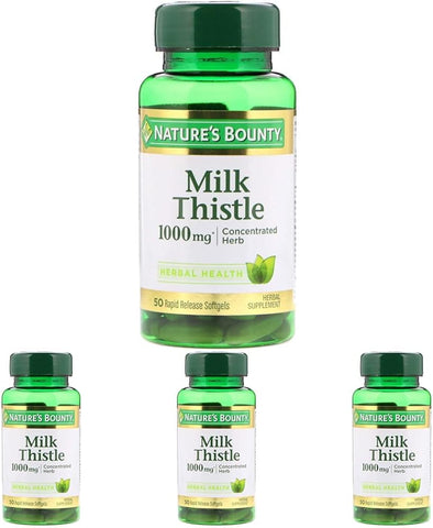 Nature's Bounty - Nature’s Bounty Milk Thistle 1000mg Softgels – 50 CT (Pack of 4) | Herbal Supplement | 200g