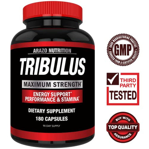 Tribulus Terrestris 1500mg em Pó – 180 Cápsulas – Estimulante de Energia com Bloqueador de Estrogênio - Arazo Nutrition