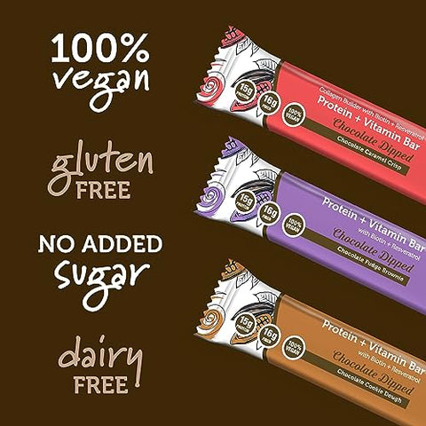 Barras de Proteína Vegana, Sem Açúcar Adicionado, Baixa Caloria, Sem Glúten, Lanches Saudáveis Livres de Laticínios com Biotina, Vitaminas e 15g de Proteína Vegetal em Barra Substituta de Refeição - NaturGeeks