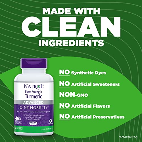 Extra Strength Cúrcuma, Suplemento para Saúde das Articulações, Cápsulas para Adultos, 60 Unidades, Até 60 Dias de Fornecimento - Natrol