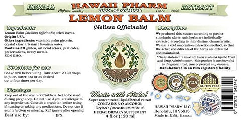 Extrato Líquido de Melissa Sem Álcool, Glicerito de Folha Seca de Melissa (Melissa officinalis) Hawaii Pharm – Suplemento Herbal Natural 120 ml