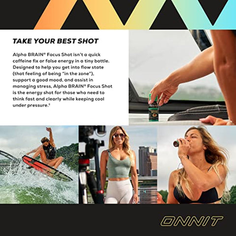 ONNIT - Onnit Alpha BRAIN Energy Shot – Bebida Energética para Foco, Energia, Humor e Redução do Estresse – Sabor Tropical (75 ml, 6 un)