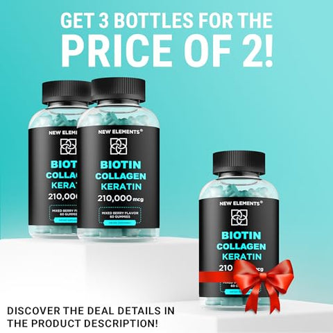 New Elements - Gomas de Biotina com Queratina – Fortaleça seus cabelos e unhas com gomas de alta qualidade!