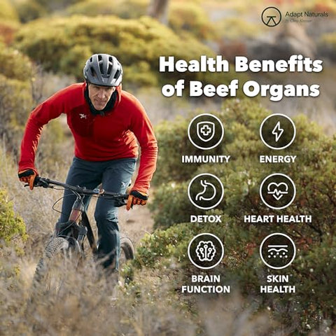 ADAPT NATURALS BY CHRIS KRESSER - Adapt Naturals – Cápsulas de Fígado Bovino de Pasto, Rico em Nutrientes, Mistura de Fígado, Coração, Rim e Pâncreas – 100% Natural e Bio Disponível