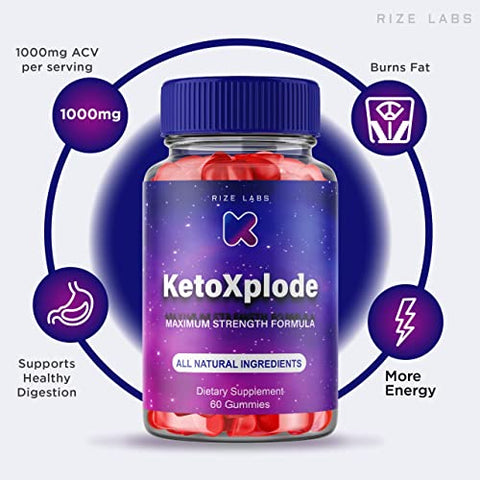 rize labs - KetoXplode Gummies de Keto – Gomitas de Keto Xplode com Vinagre de Maçã para Perda de Peso Avançada – Forte Gomitas para Gordura Abdominal (60…)