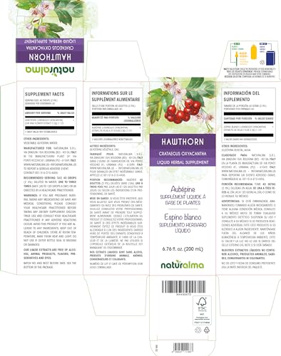 Tintura de Crataegus oxyacantha (Espinheiro Branco) – 200 ml Extrato Líquido em Gotas – Vegano - Naturalma