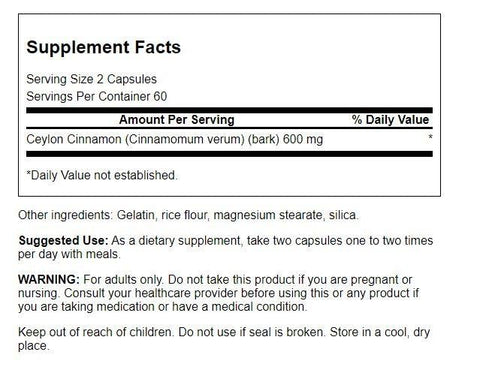 Canela Verdadeira Full Spectrum – 4 Pacotes (120 Cápsulas, 300mg Cada) – Suplemento Herbal – Marca Swanson - Swanson