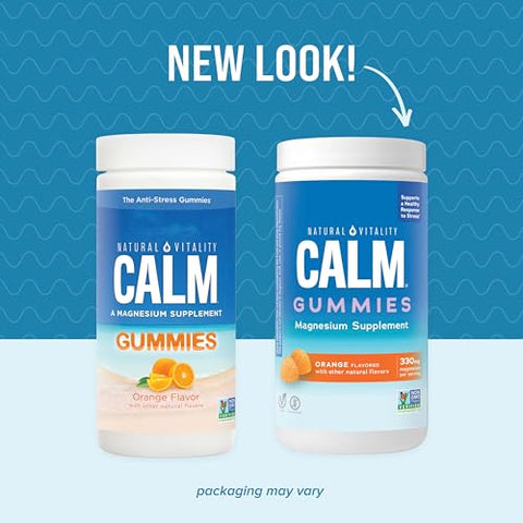 Calm Gummies Vegan Laranja 120 Gummies – Suplemento de Magnésio Anti-Stress, Livre de Glúten - Natural Vitality