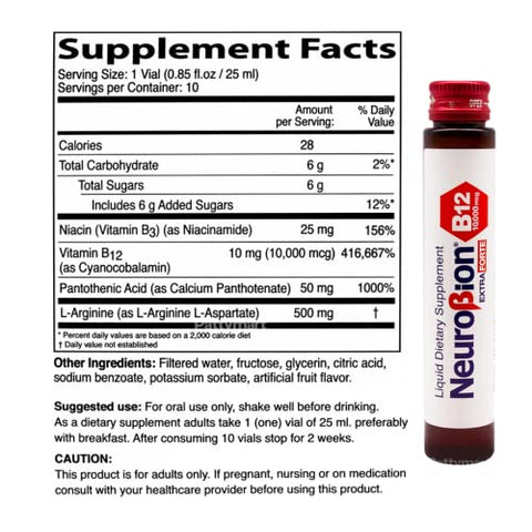 Extra Forte B12 10.000 mcg Ampolas Líquidas – Poder Extremo – 10 Ampolas por Caixa - Neurobion